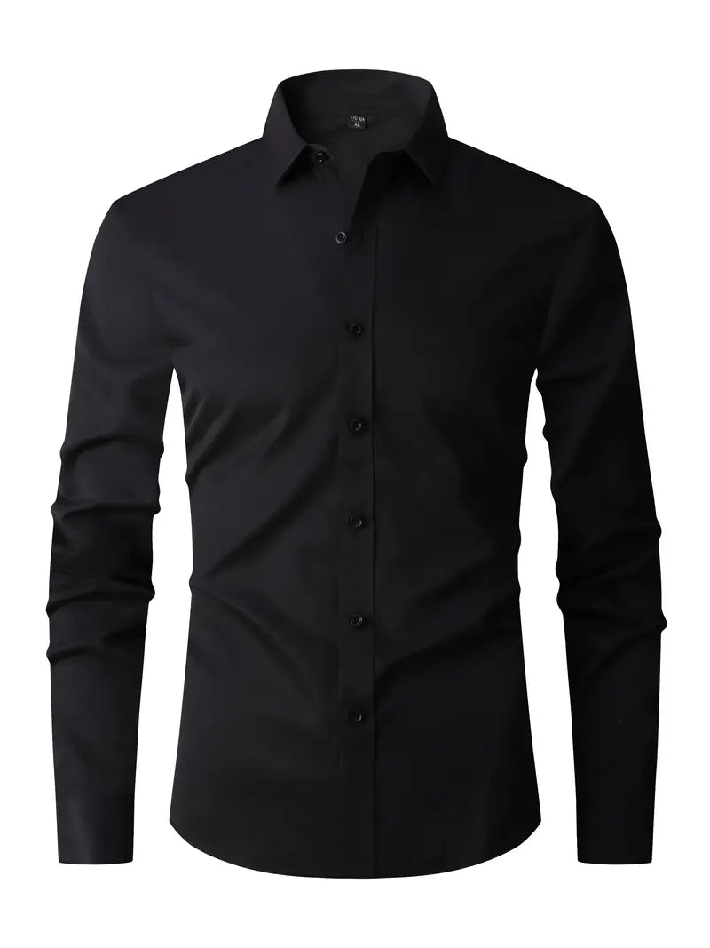 Men's semi-formal long sleeve shirt, structured fit, versatile design, suitable for business and casual occasions.