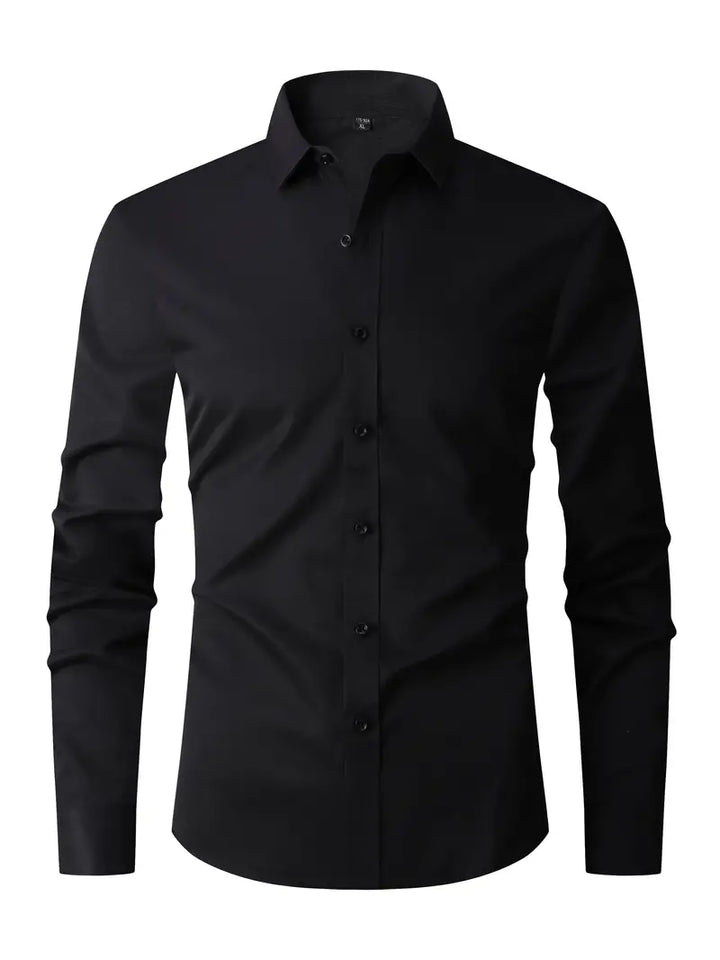 Men's semi-formal long sleeve shirt, structured fit, versatile design, suitable for business and casual occasions.