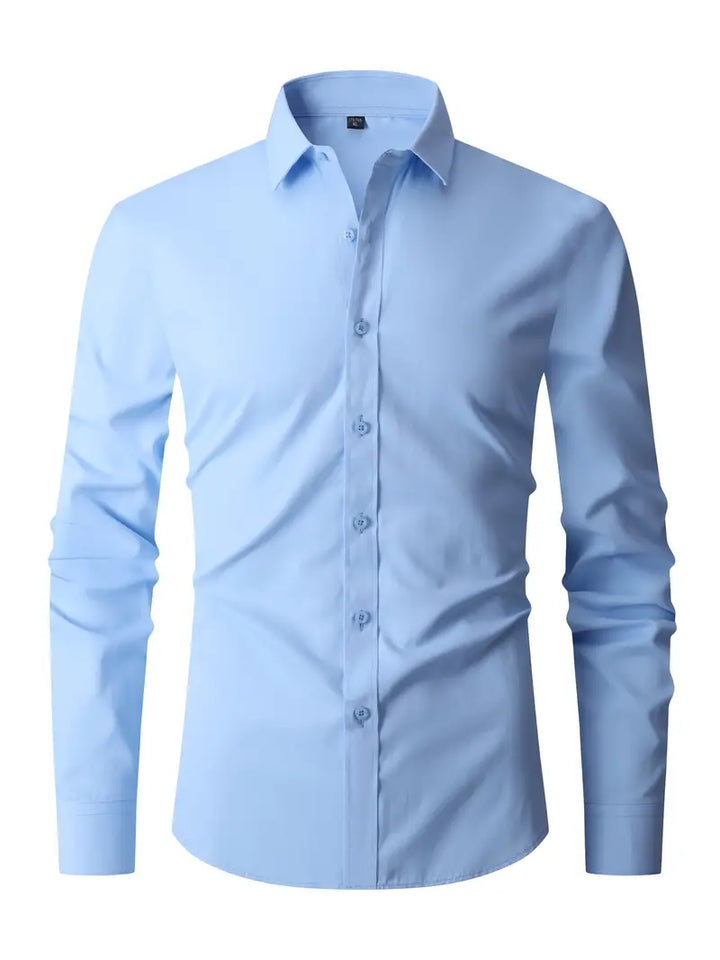 Men's semi-formal long sleeve shirt, structured fit, versatile design, suitable for business and casual occasions.