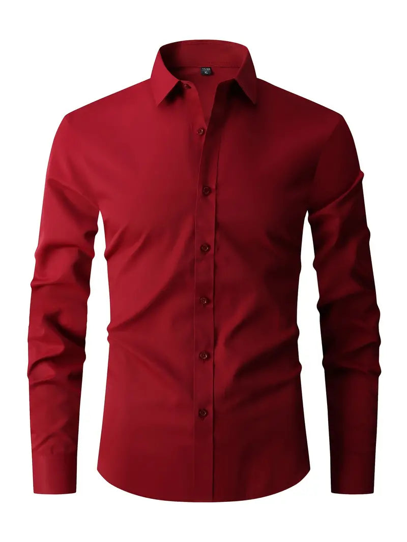 Men's semi-formal long sleeve shirt, structured fit, versatile design, suitable for business and casual occasions.