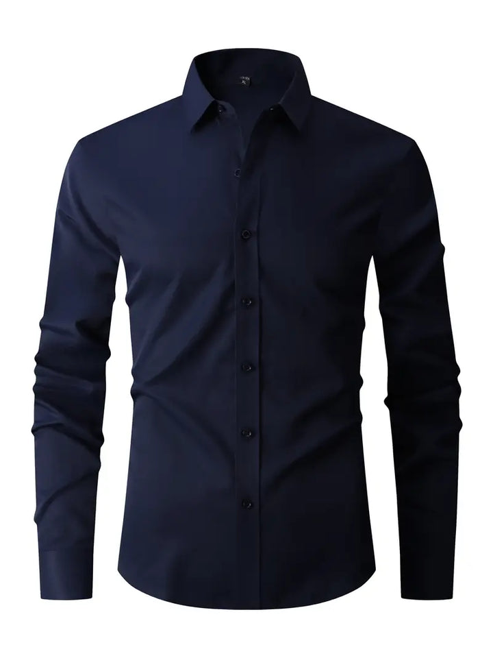 Men's semi-formal long sleeve shirt, structured fit, versatile design, suitable for business and casual occasions.