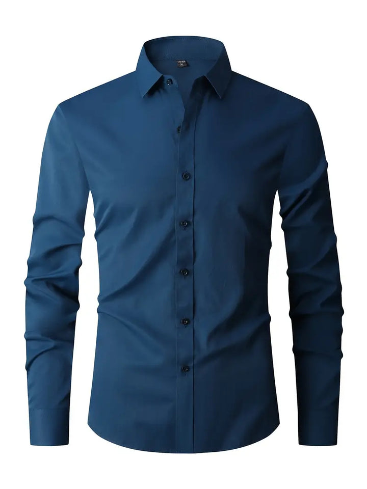 Men's semi-formal long sleeve shirt, structured fit, versatile design, suitable for business and casual occasions.