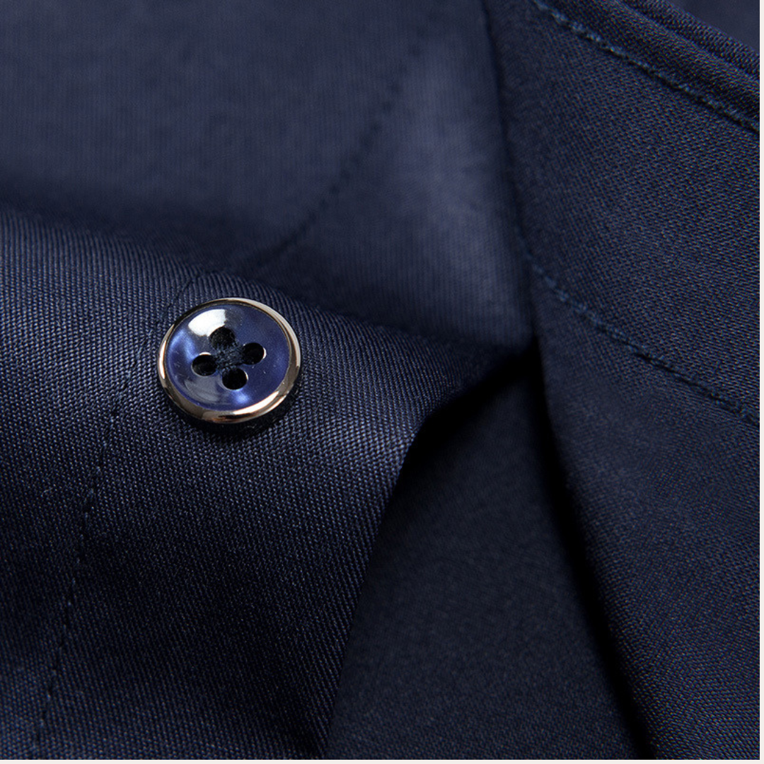 "Men's slim fit business shirt; elegant cotton fabric, sleek silhouette; ideal for office wear and special occasions."