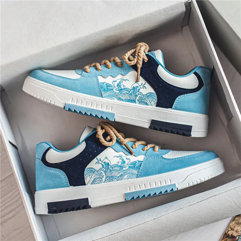 "Men's stylish Andrey sneakers, breathable, ergonomic fit, wear-resistant, versatile, white casual shoes side view"