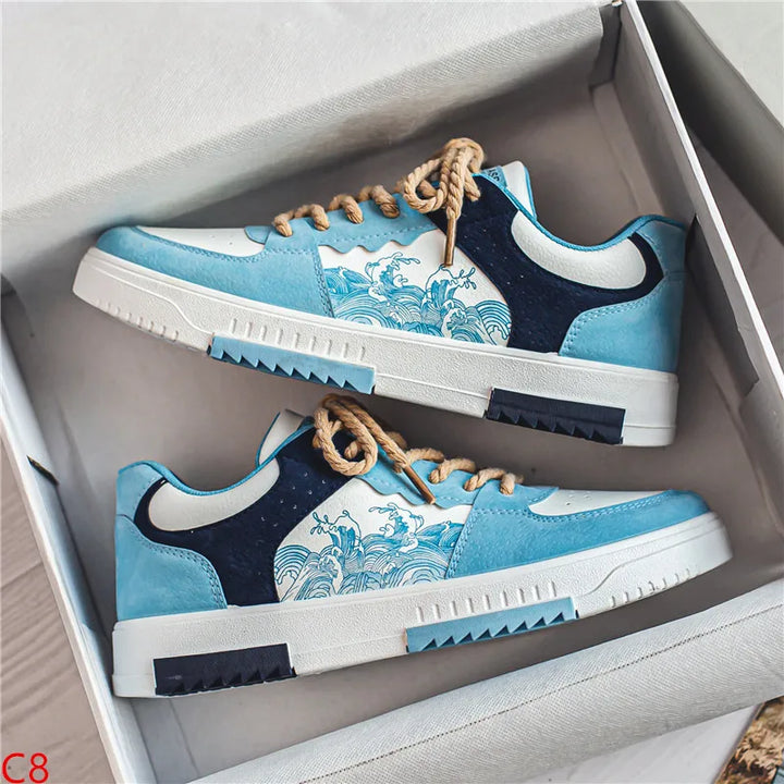 "Men's stylish Andrey sneakers, breathable, ergonomic fit, wear-resistant, versatile, white casual shoes side view"