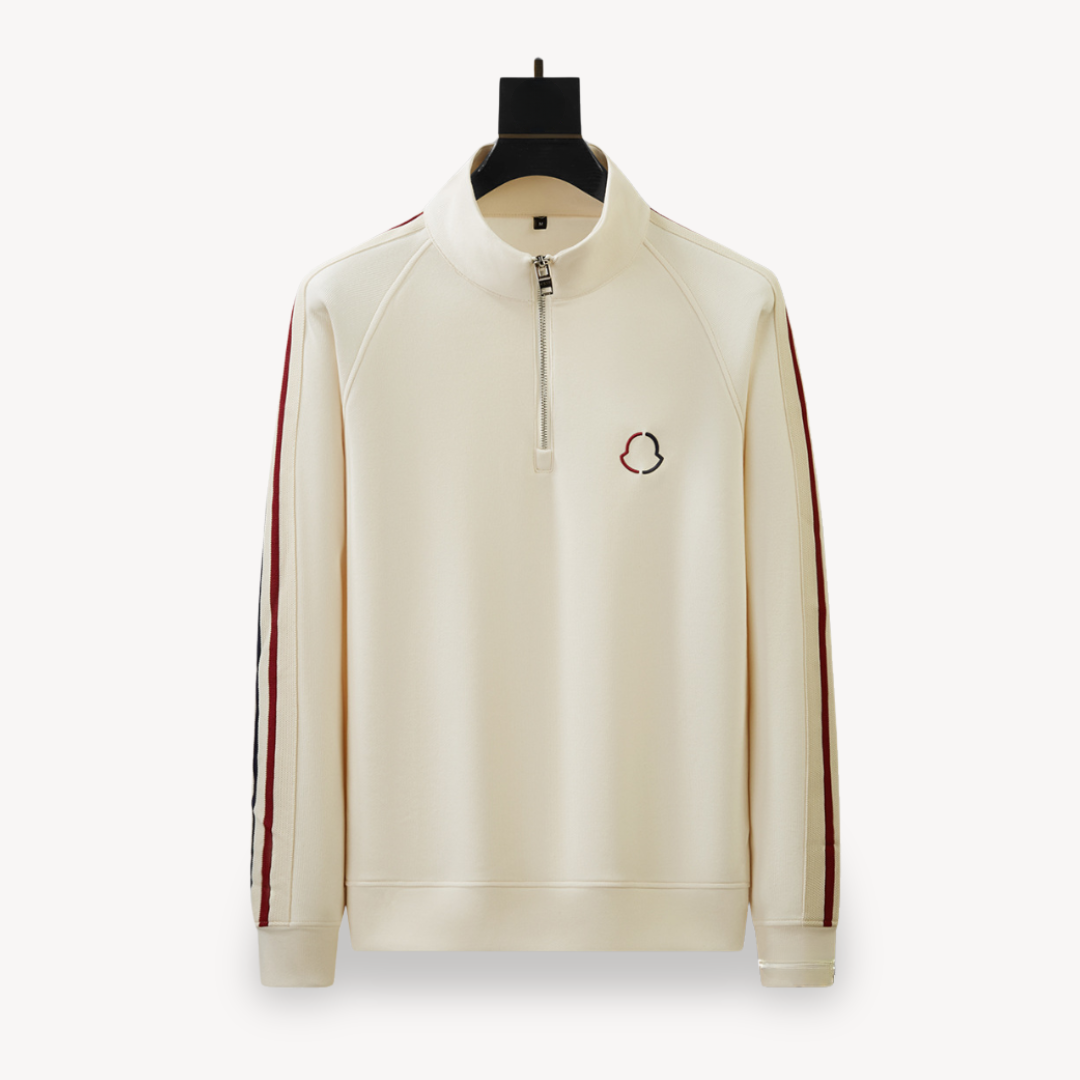 Men's stylish cotton tracksuit set with zip-up hoodie and joggers in neutral colors; perfect for casual wear and lounging.