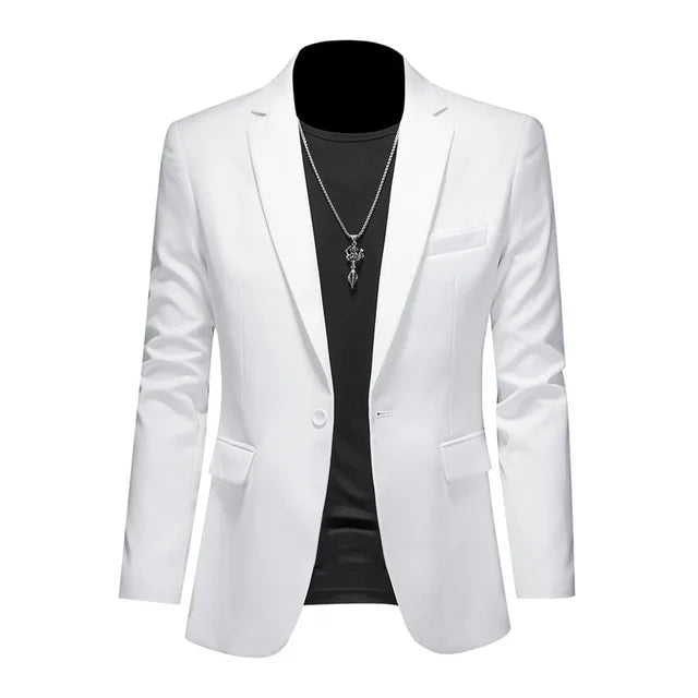 Men's tailored blazer, single-breasted with notched lapel, gray color, structured design, perfect for smart-casual settings.