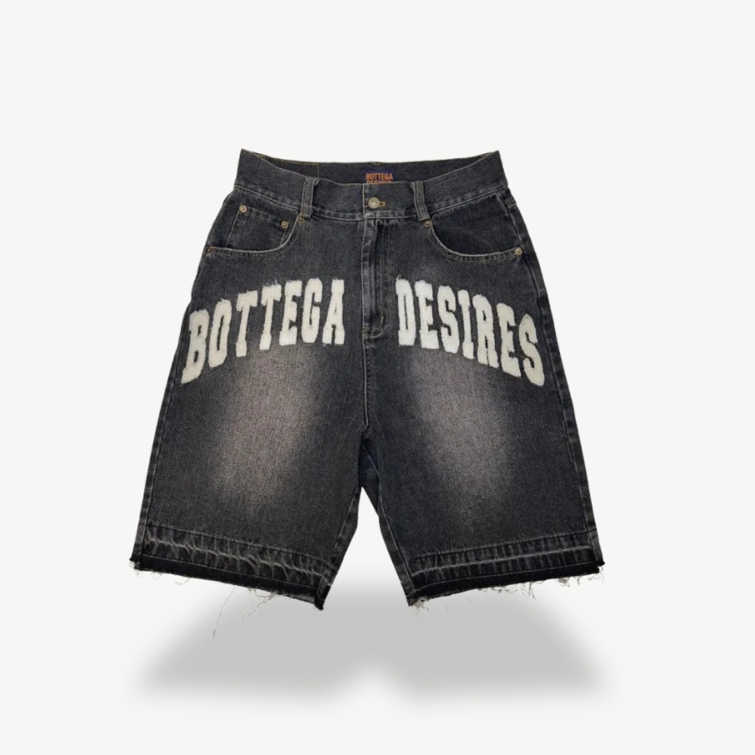 "Men's Y2K Graphic Bermuda Shorts with retro graffiti prints, breathable cotton, streetwear style, vibrant and bold design."