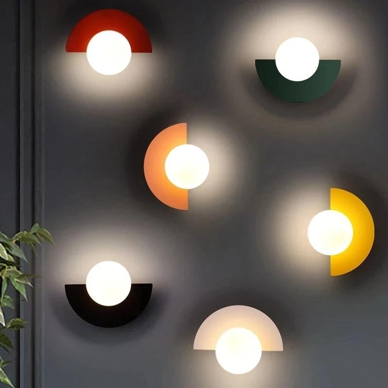 "Modern Nordic semicircle wall lamp in 6 colors, sleek design with touch switch, perfect for contemporary home lighting."