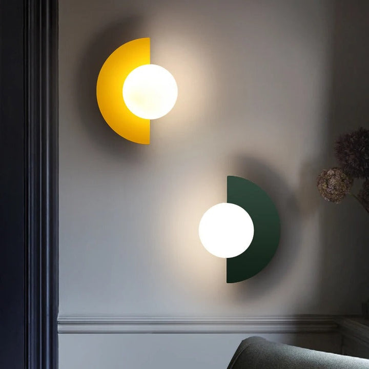 "Modern Nordic semicircle wall lamp in 6 colors, sleek design with touch switch, perfect for contemporary home lighting."