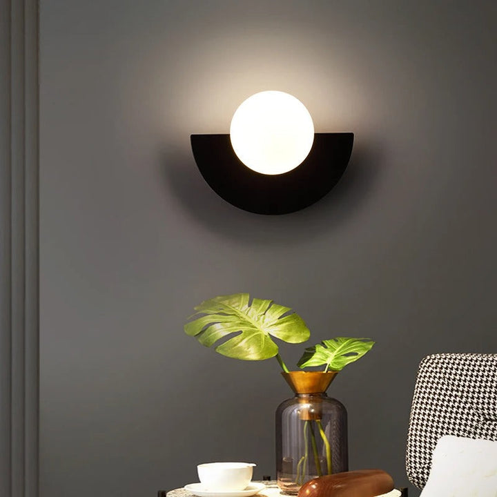 "Modern Nordic semicircle wall lamp in 6 colors, sleek design with touch switch, perfect for contemporary home lighting."