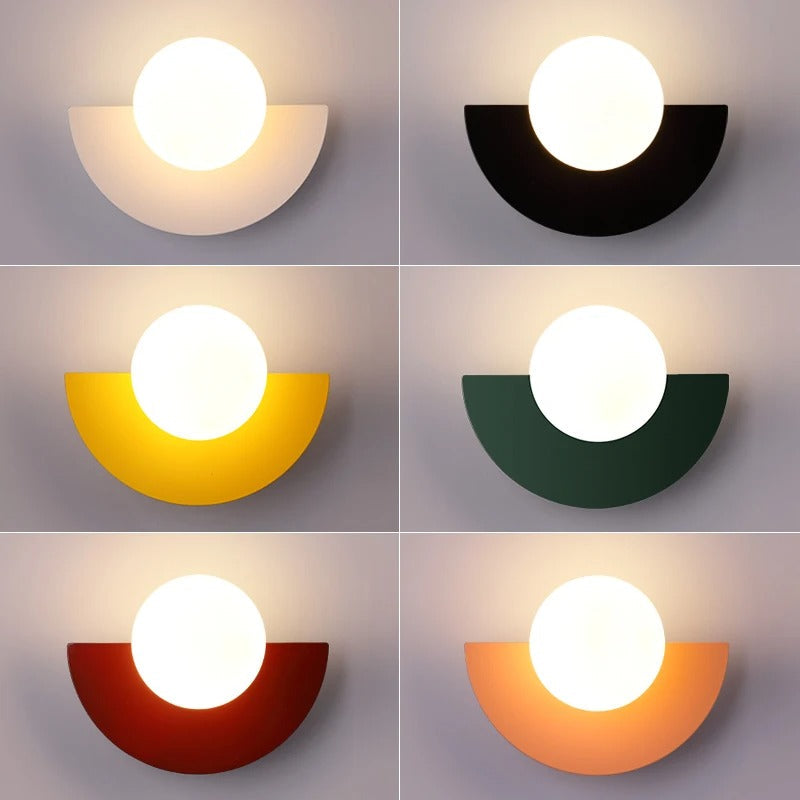 "Modern Nordic semicircle wall lamp in 6 colors, sleek design with touch switch, perfect for contemporary home lighting."