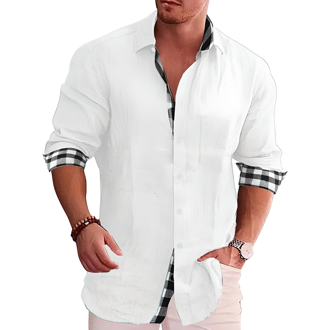 Modern stylish men's shirt with sleek design, versatile for work or social events; a refined look for all seasons.