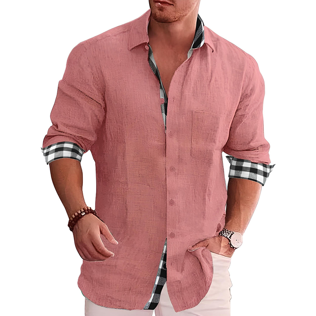 Modern stylish men's shirt with sleek design, versatile for work or social events; a refined look for all seasons.