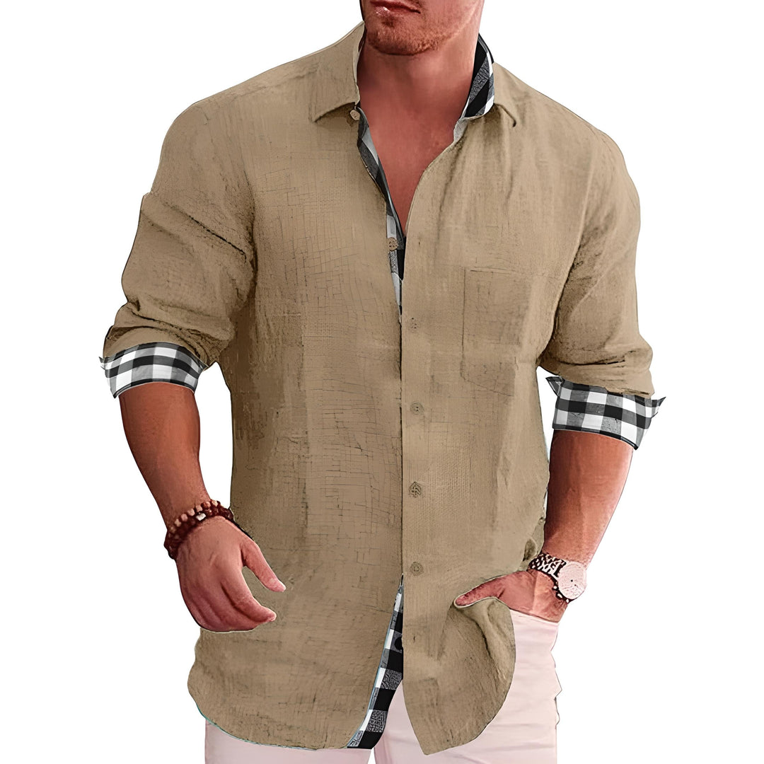 Modern stylish men's shirt with sleek design, versatile for work or social events; a refined look for all seasons.