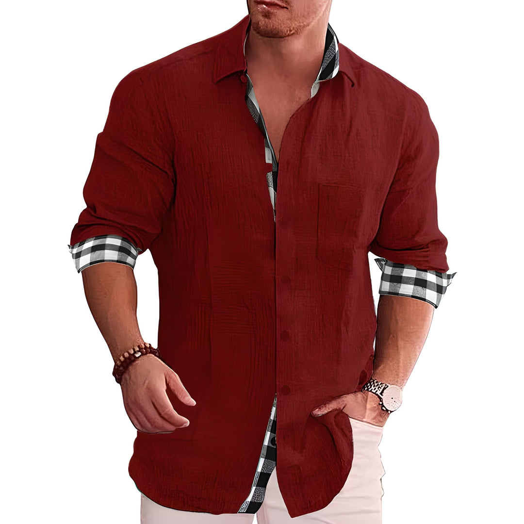 Modern stylish men's shirt with sleek design, versatile for work or social events; a refined look for all seasons.