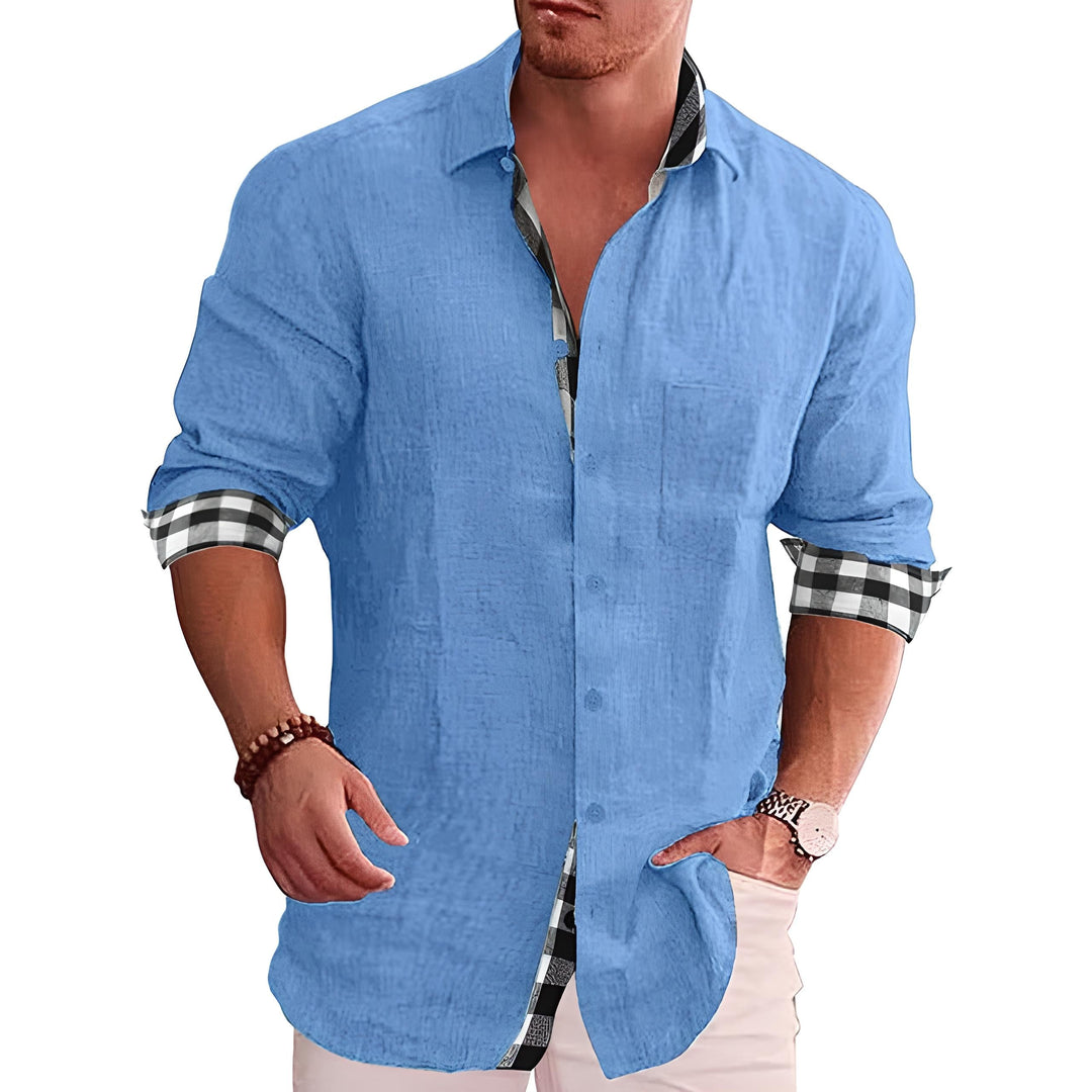 Modern stylish men's shirt with sleek design, versatile for work or social events; a refined look for all seasons.