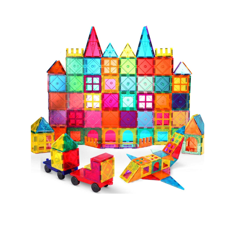 Montessori Magnetic Building Blocks Set, 60 colorful pieces; safe, rounded edges for creative play; stimulates learning ages