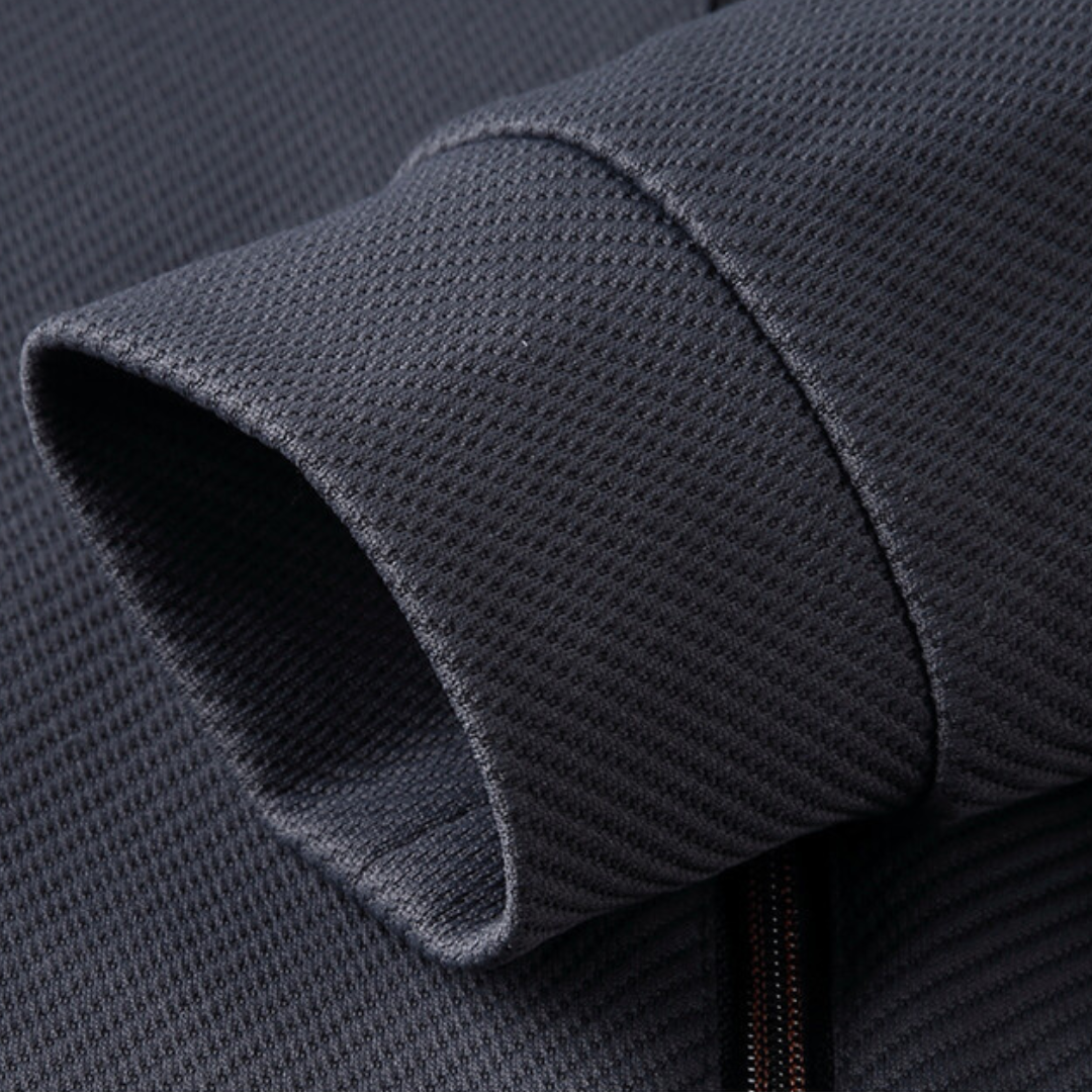 "Navy and black men's tracksuit set with zip jacket and joggers, showcasing sleek design and comfort for casual or gym wear."