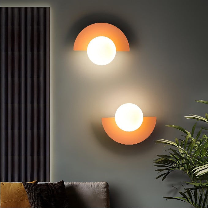 Nordic Style Metal Wall Lamp with semicircle shape, LED light, available in Black, Cool White, Green, Red, Warm White, Yellow
