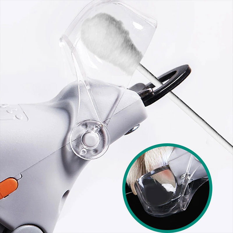 "Pet nail clipper with LED light, stainless steel blade, protective sensor for safe, precise dog and cat nail grooming."