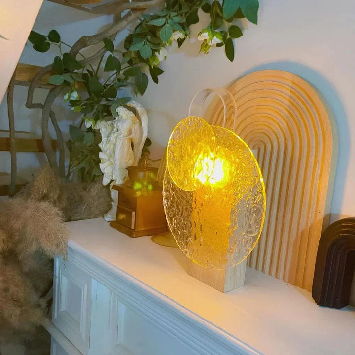 "Rechargeable LED lamp projects sunset hues, ocean waves; adds cozy ambiance to home decor with adjustable head."