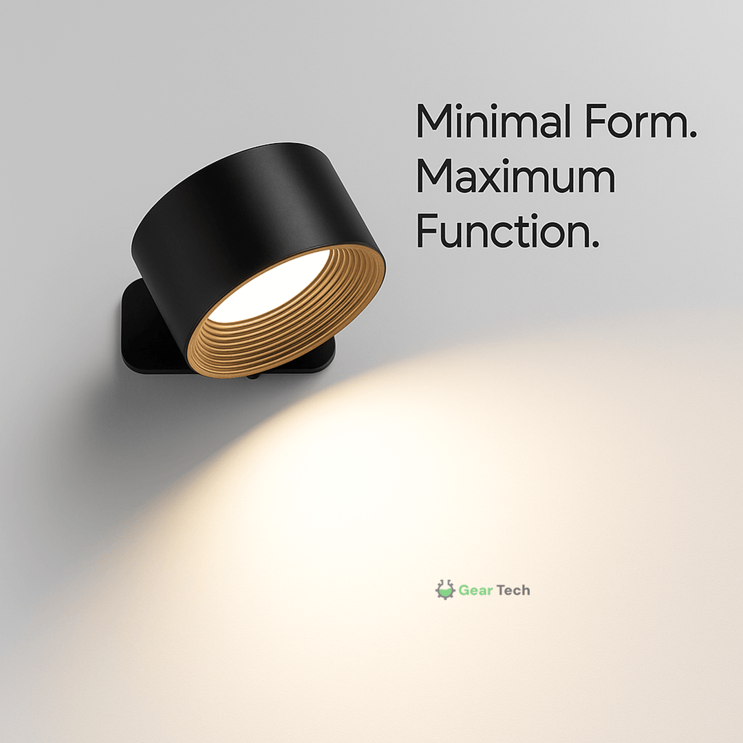 Rechargeable wireless 360° LED wall light with touch control, magnetic rotation, adjustable brightness and color modes in whi