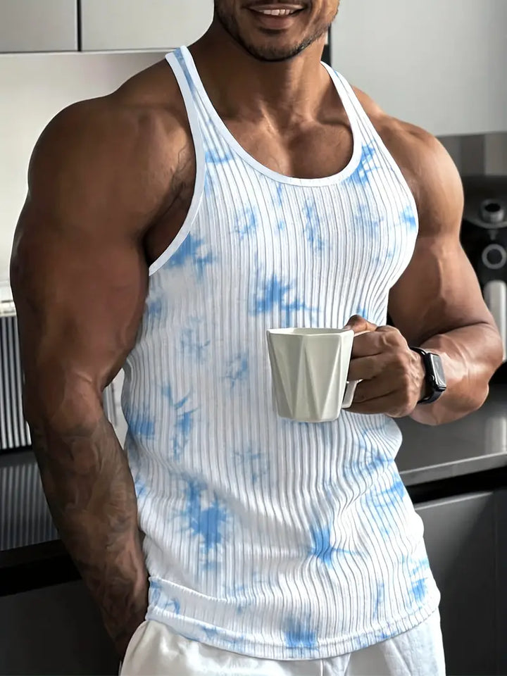 "Sleek men's athletic body fit tank top with sleeveless design, perfect for workouts and casual wear, highlighting performanc