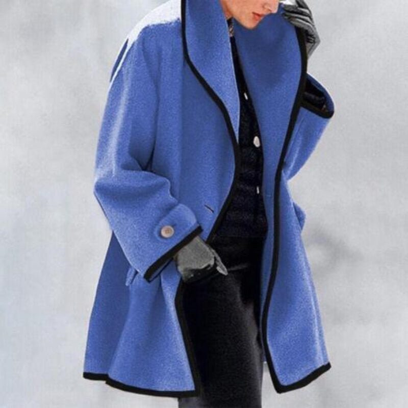 "Stylish Women's Winter Wool Double Button Trench Coat, front view, classic double-breasted design for warmth and elegance."