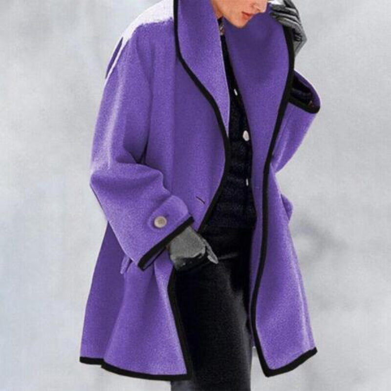 "Stylish Women's Winter Wool Double Button Trench Coat, front view, classic double-breasted design for warmth and elegance."