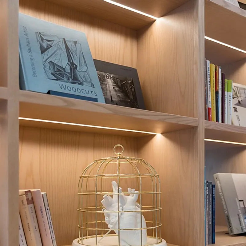 "Ultra Thin LED Under Cabinet Light Bar, sleek aluminum design, customizable length, efficient SMD 2835 LED lighting."