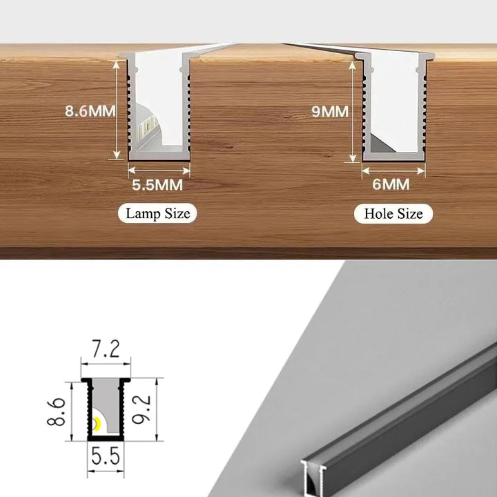"Ultra Thin LED Under Cabinet Light Bar, sleek aluminum design, customizable length, efficient SMD 2835 LED lighting."