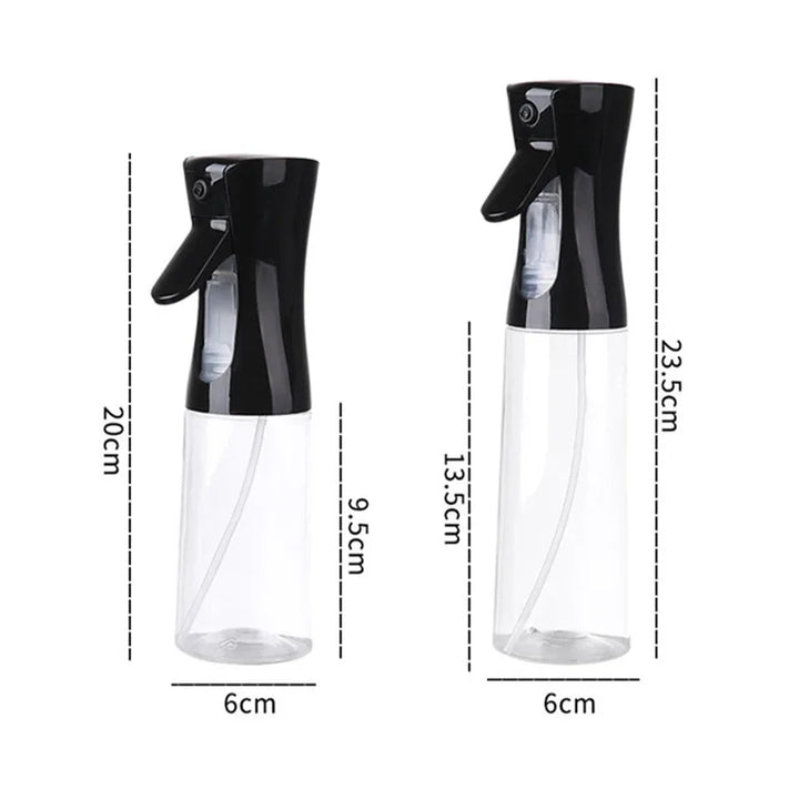 "Versatile refillable oil spray bottle, transparent body, fine mist spray, eco-friendly plastic, ideal for home chefs and coo