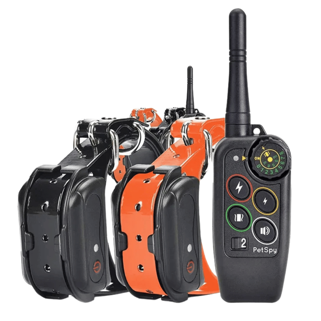 Waterproof dog training e-collar with remote control, 1000m range, adjustable modes, durable for all breeds in any weather.