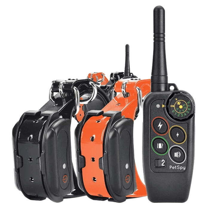 Waterproof dog training e-collar with remote control, 1000m range, adjustable modes, durable for all breeds in any weather.