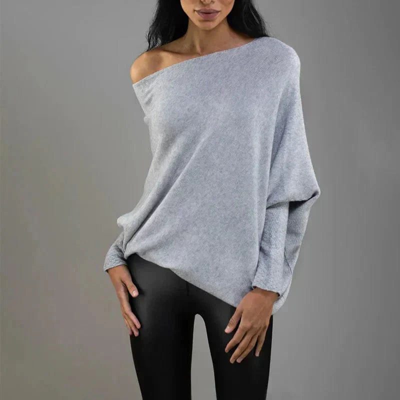 "Womens loose sweater with classic design, luxurious fit; available in beige, gray, black, green, purple, and more colors."