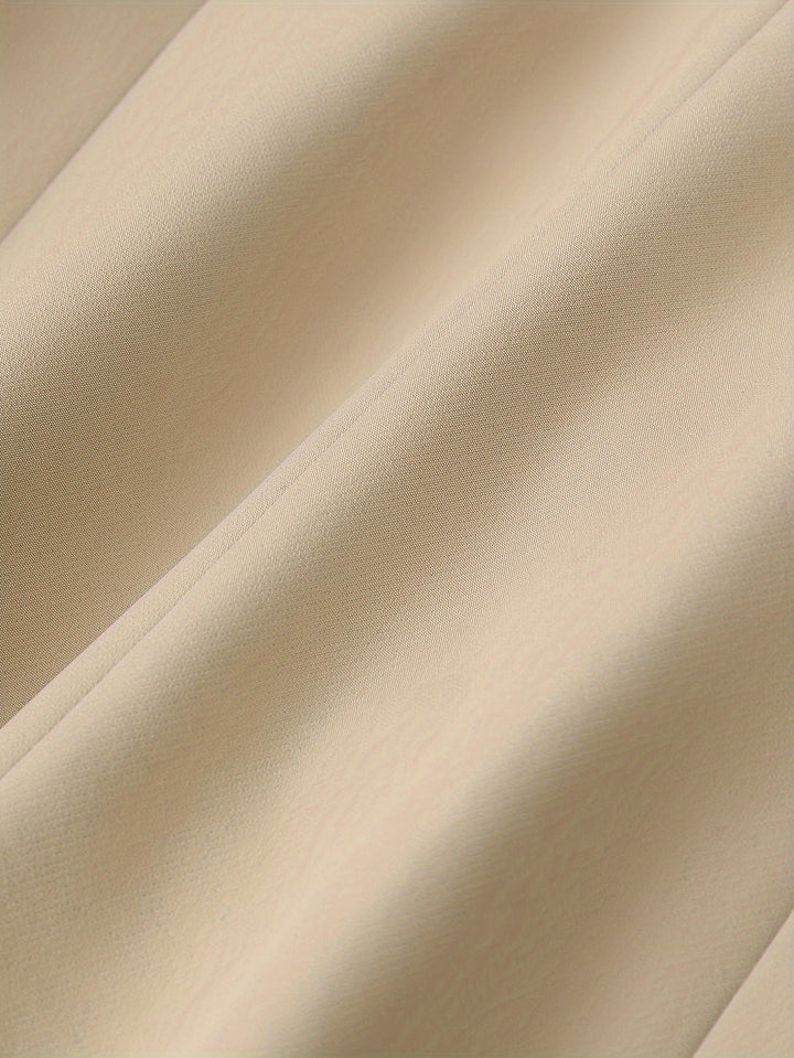 "Women's notched lapel blazer set, tailored fit, long sleeves, versatile all-season elegance, solid pattern in blue."