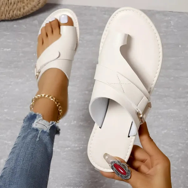 Women's orthopedic bunion correction leather sandals, featuring three-arch support and elegant full-grain leather design.