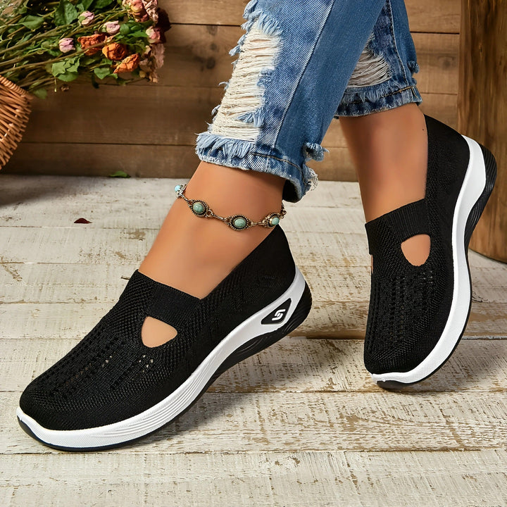 "Women's Orthopedic Slip-On Comfort Shoes, black color, ergonomic design, stylish, versatile for casual or business wear."