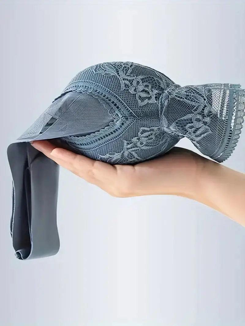 "Women's seamless wire-free bra with elegant lace overlay, full coverage, and invisible design for comfort and sophistication