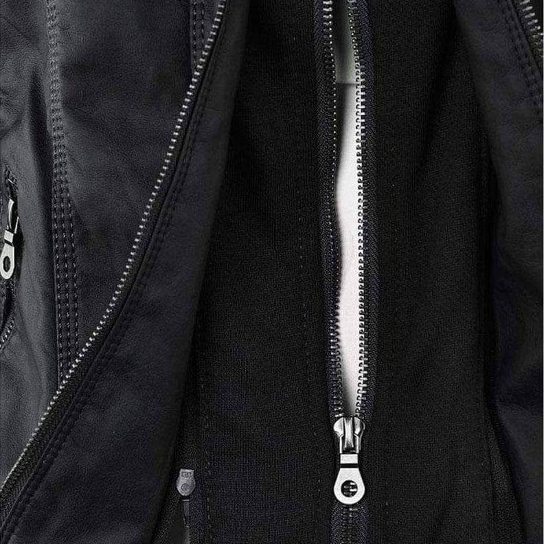 Women's Slim Fit PU Leather Zip-Up Hoodie