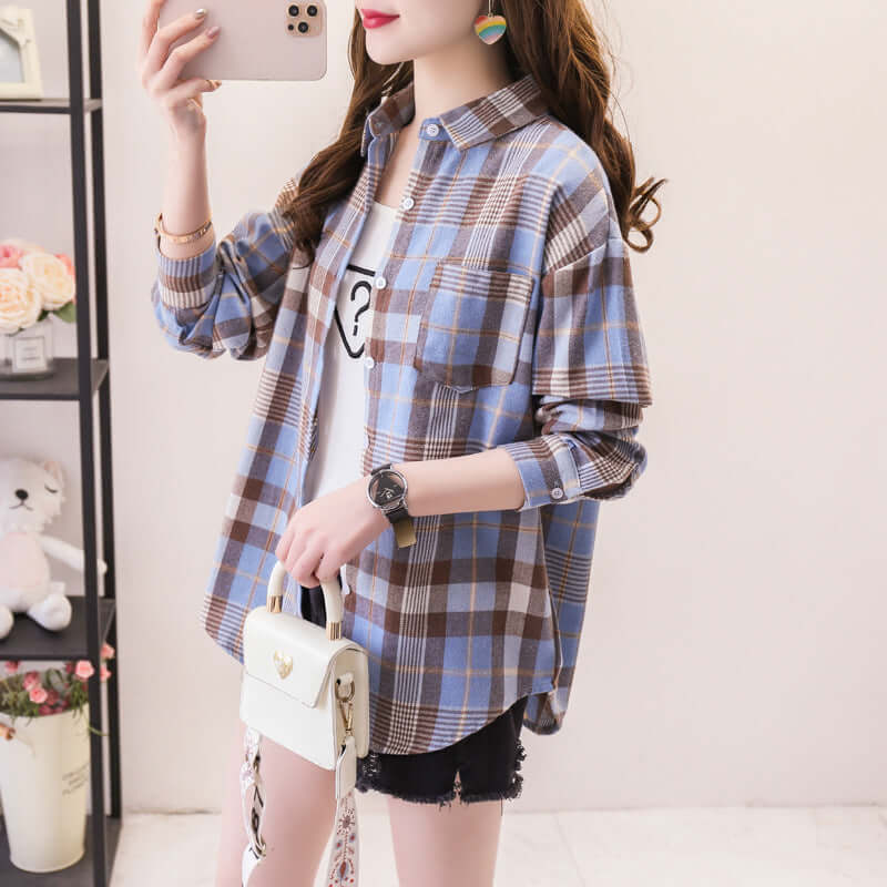 Women's Plaid Long Sleeve Shirt