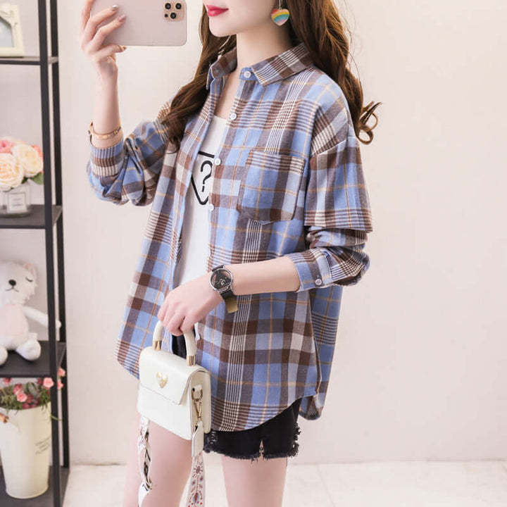 Women's Plaid Long Sleeve Shirt