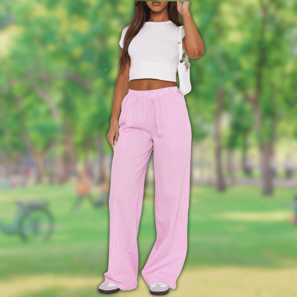Women's High-Rise Wide-Leg Trousers with Eyelet Detail