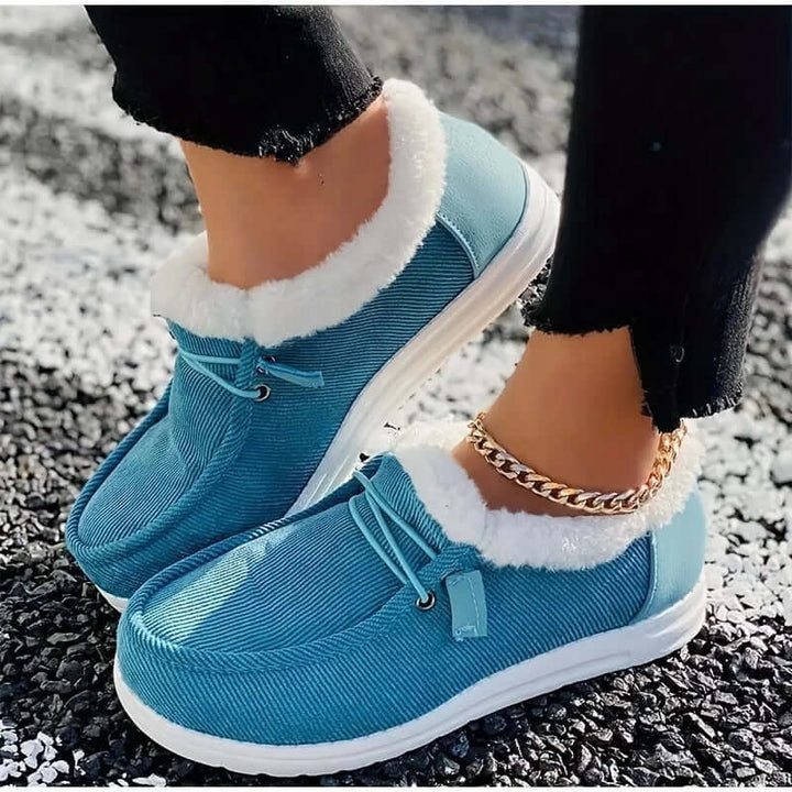 Women's Velvet Lace-Up Flat Ankle Boots