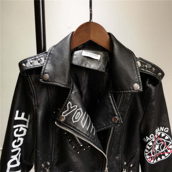 Women's Rivet Detail PU Jacket