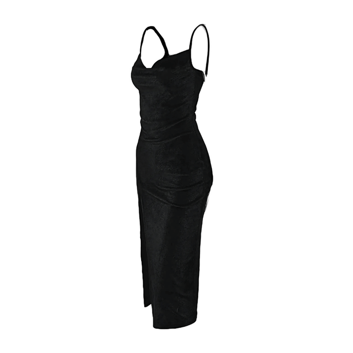 Velvet Maxi Dress with Slit - Elegant