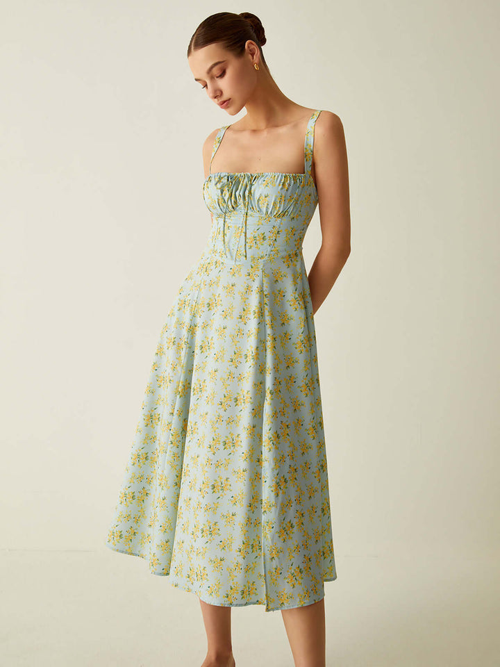 Floral Split Detail Midi Dress