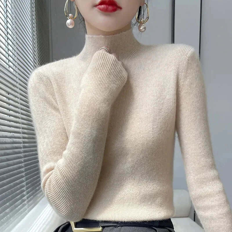 Women's Knitted Half Turtleneck Sweater