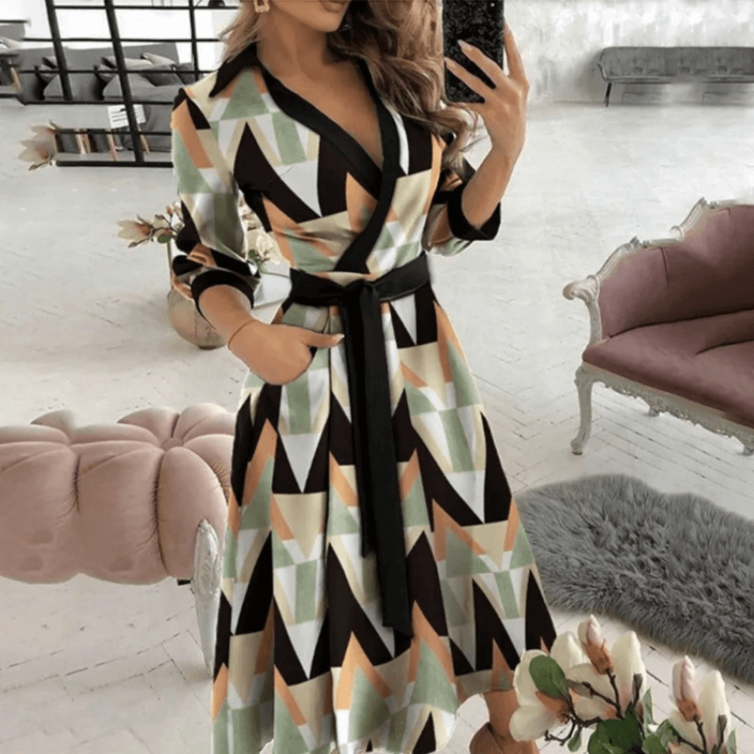Women's Belted Wrap Midi Dress